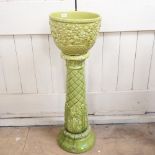 A Burmantofts fajance pottery jardiniere and stand, model no. 956, overall height 96cm