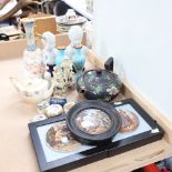 Various ceramics, including Vintage pot lids, Doulton Burslem ewer, pair of Carlton Ware vases etc