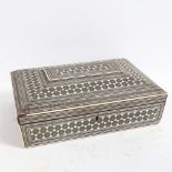 An Indian Vizagapatam ivory and steel micro mosaic inlaid box, with sandalwood lining, W33cm