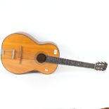 Vintage acoustic guitar with nylon strings, overall length 96cm