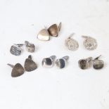 6 pairs of mostly Danish silver cufflinks, makers include Bernhard Hertz