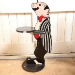 A Vintage novelty floor standing butler drinks stand/table, overall height 94cm