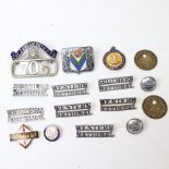 Various Vintage bus and railway badges, including Southern National and Western National