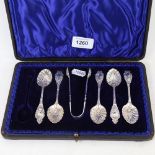 A part-cased silver teaspoon and matching tongs set, by Mappin & Webb, hallmarks Sheffield 1899