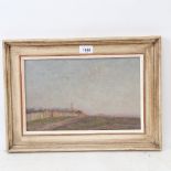 Nikolai Kozlenko, oil on board, twilight, 1994, framed, with gallery papers verso, overall frame