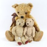 A large Steiff Plush teddy bear, and 2 other Vintage bears (3)