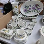 Various Portmeirion Botanic Garden china, including teacups, vase, butter dish, saucers etc
