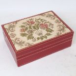 A Vintage Rolex watch box with floral embroidered lid