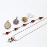 Various jewellery, including locket, filigree stone set jewellery etc