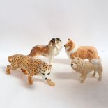 A group of porcelain animal figures, including Beswick leopard, length 31cm (4)