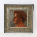 Late 19th century oil on wood panel, head portrait of a man, signed with monogram AH, modern