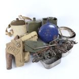 Various militaria items, including water flasks, a British aerial for Eureka MKII aircraft, marked