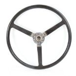 An mid-20th century Bluemel 3-spoke Vintage motorcar steering wheel, possibly for a Jaguar C-Type,