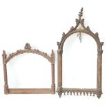 2 19th century Gothic style gilt-gesso picture frames, largest height overall 53cm (2)