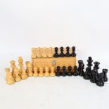 A Staunton pattern chess set, unmarked, King height 8.5cm