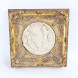 After Edward William Wyon, a carved white marble roundel plaque, Oberon and Titania, signed, in