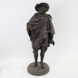 After Jean Jules Salinson, a large bronze figural sculpture, Spanish gent, signed, height 56cm