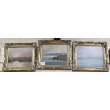 Vicenzo Larrichia, a set of 3 oils on board, Italian coastal scenes, signed, in gilt frames, overall
