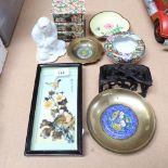Various Oriental items, including Hong Mu hardwood stand, Blanc-de-Chine seated figure etc
