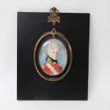 Attributed to George Engleheart, miniature watercolour on ivory, late 18th century military