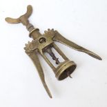 A Second World War Period brass lever corkscrew, with military inscription "Lieutenant R P Anstey