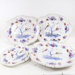 A graduated set of 4 Granite China Oriental Birds pattern meat plates, largest width 53cm (4)