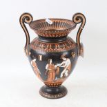 A Samuel Alcock & Co Greek style English porcelain urn vase, 19th century after the Antique, with