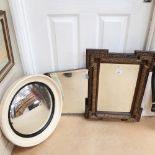 3 wall mirrors, including convex, Art Deco angular, and another (3)