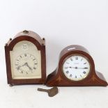 2 Vintage mantel clocks, maker's include Wales & McCulloch Ltd, and F A Chandler, largest height