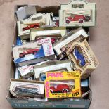 Various Vintage toy vehicles, fire engines and cars, including Days Gone by Lledo etc (boxful)