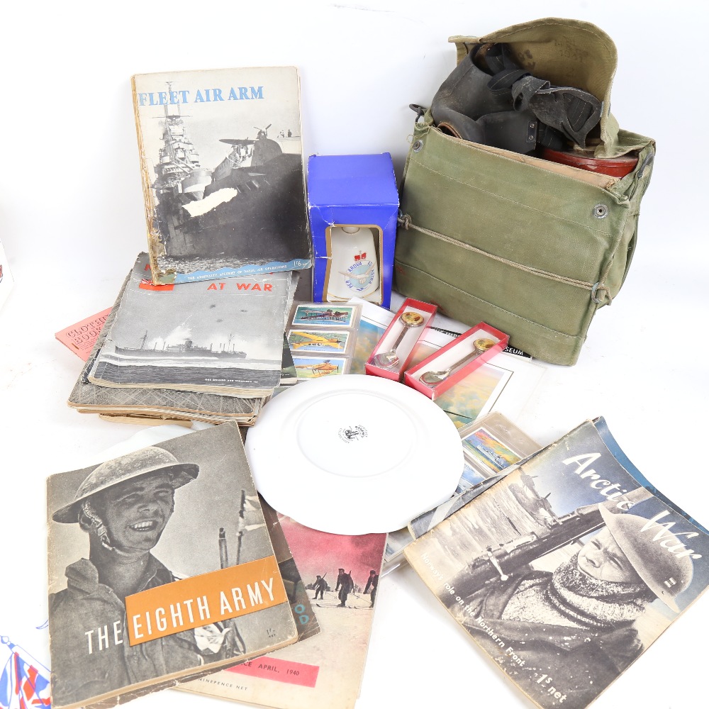 Various military related items, including gas mask, magazines and collector's plates (boxful) - Image 2 of 2