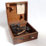 A D Shackman & Sons of London sextant, no. 3941, with original case and examination document dated