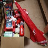 Various Coca-Cola collectables, including pencil cases, salt and pepper set etc (boxful)