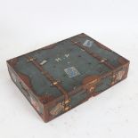 A Vintage Huntley & Palmers novelty lithographed tin travelling trunk design biscuit tin, 21cm x