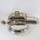 A group of 5 silver plated entree dishes, largest length 30cm (5)