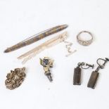 HERMANN SIERSBOL - a pair of Danish silver stylised earrings, Wormianum sterling silver brooch,