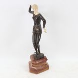 After Ferdinand Preiss, Art Deco style bronze and composition sculpture, The Dancer, signed on