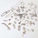 Various silver jewellery, including charms, 110g total