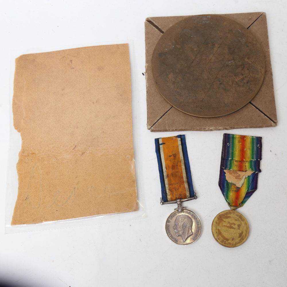 A pair of First World War medals and death plaque awarded to James Charles Deacon, North - Image 2 of 2