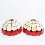 A pair of Tiffany style leadlight ceiling light shades, diameter 30cm