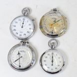 4 chrome-cased stop watches, including Heuer (4)