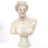 A large moulded concrete Classical bust sculpture, unsigned, height 51cm
