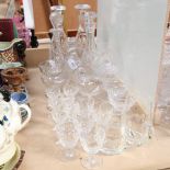 Various glass, including crystal decanters, Sherry drinking glasses etc