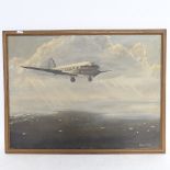 Ingleton, oil on board, Douglas D3 aircraft, signed, original frame, overall frame dimensions 50cm x
