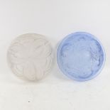 2 French Art Deco moulded glass ceiling light shades, diameter 35cm (2)