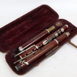 A Vintage fruitwood 3-section flute, unmarked