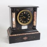 RAILWAY INTEREST - a 19th century slate and pink veined marble 8-day architectural mantel clock,