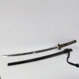 A modern Japanese Katana sword, with dragon and pearl decorated menuke and tsuba, blade length 72cm,