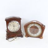 2 Vintage clocks, including Rothermel and Smiths, largest height 24cm (2)