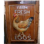 Clive Fredriksson, oil on pine panel, farm-fresh eggs, framed, overall 59cm x 43cm